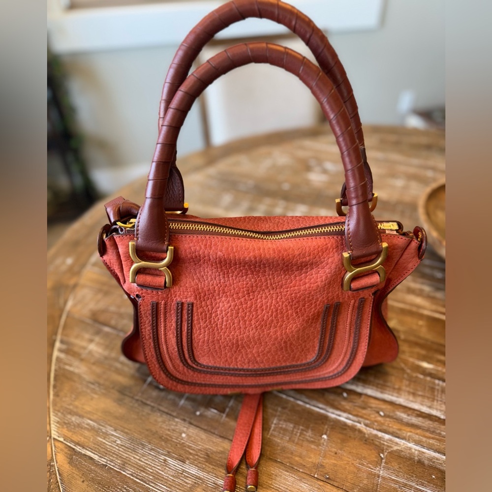 Chloe Medium Marcie Maple Leaf Calfskin Satchel Handbag - Authentic
